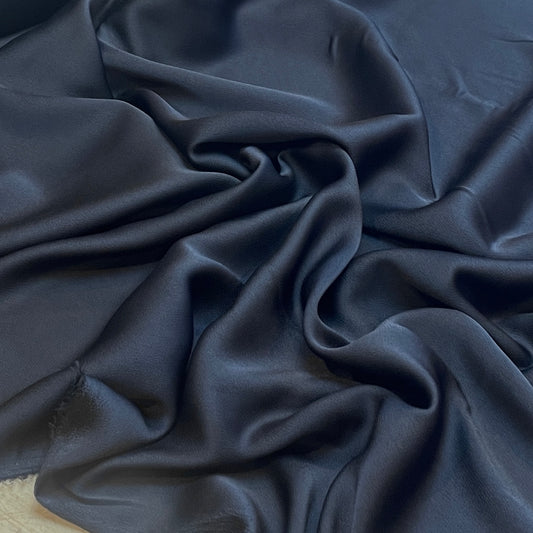 Elle navy lightweight stretch satin