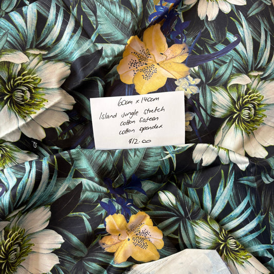 60cm Island Jungle Stretch Cotton Sateen