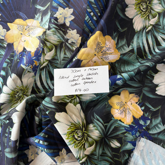 70cm Island Jungle Stretch Cotton Sateen