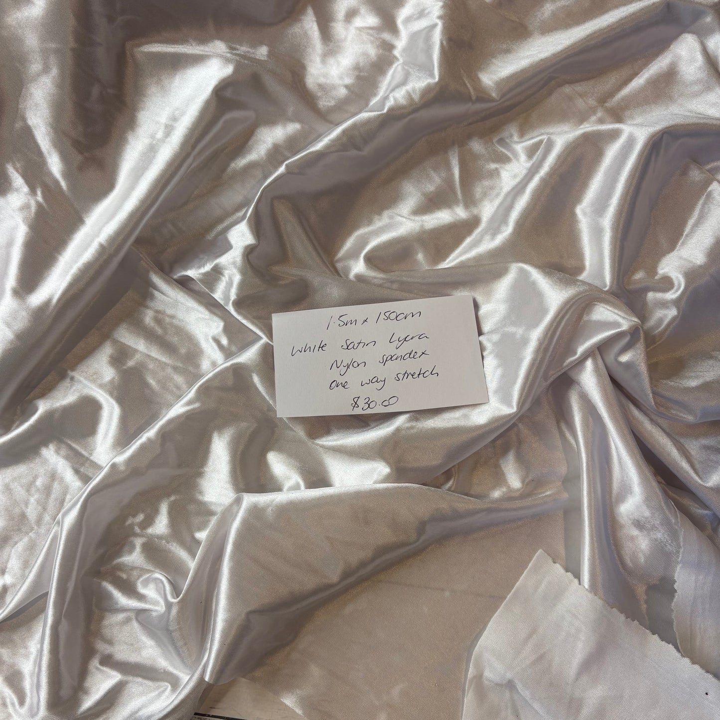 1.5m White Satin Lycra