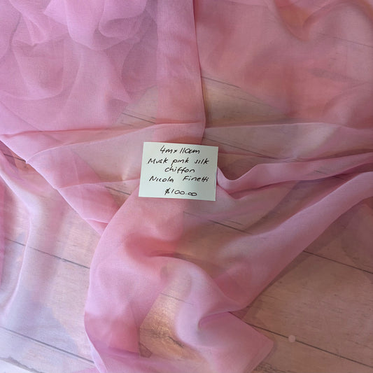 4m Musk Pink Silk Chiffon