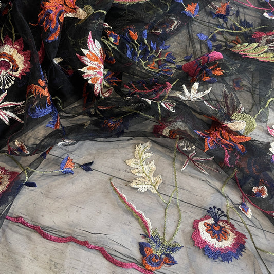 Jewelled forest  embroidered tulle
