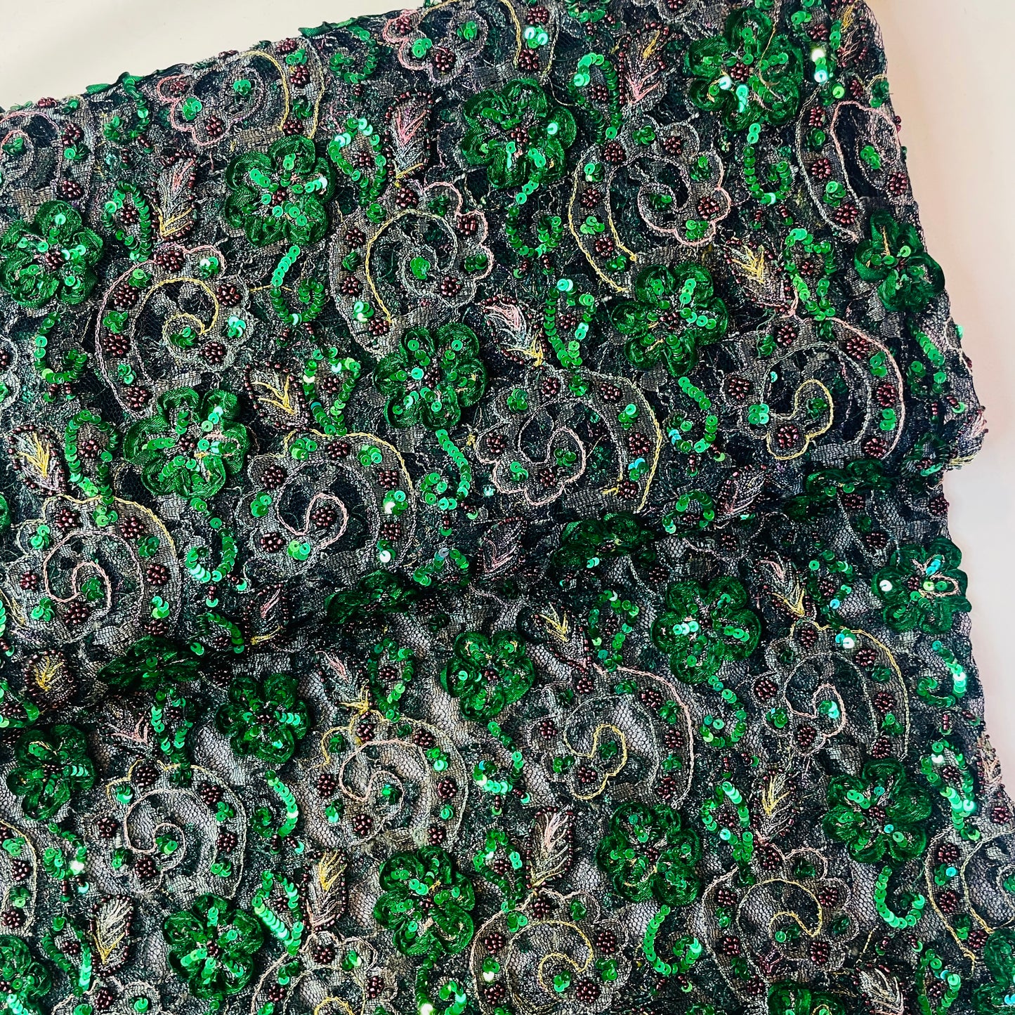 Night forest French Sequin beaded Lace