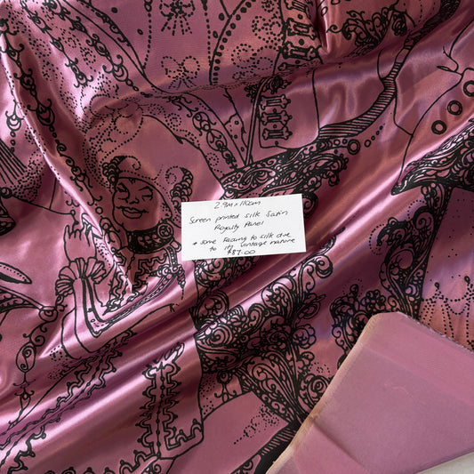 2.9m Screen Printed Silk Satin Royalty Panel