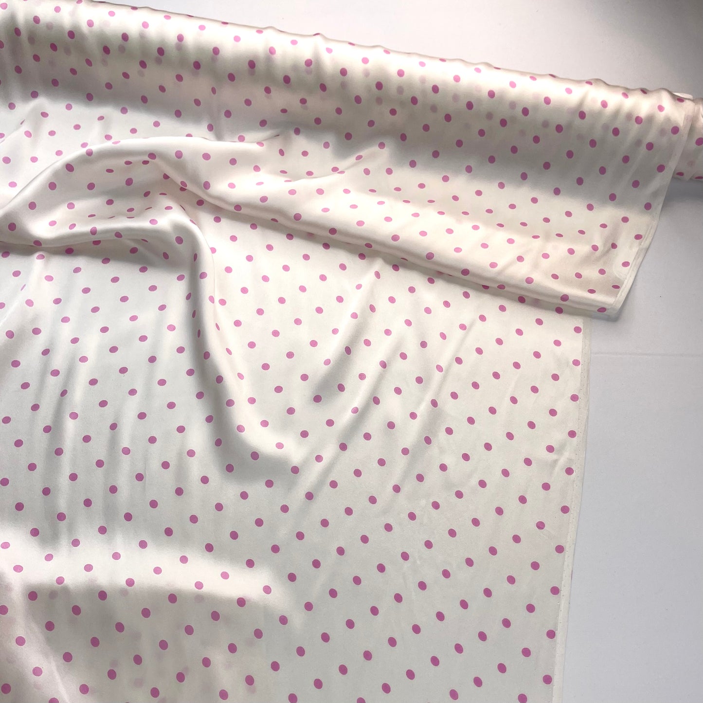 Pink Polka Dots Silk Satin