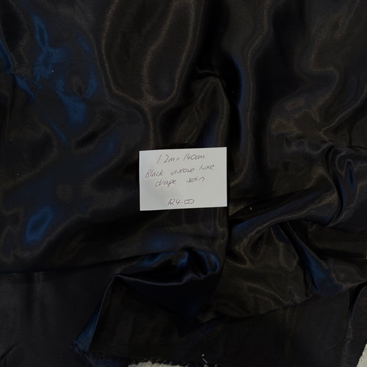 1.2m Black Viscose Luxe Drape Satin