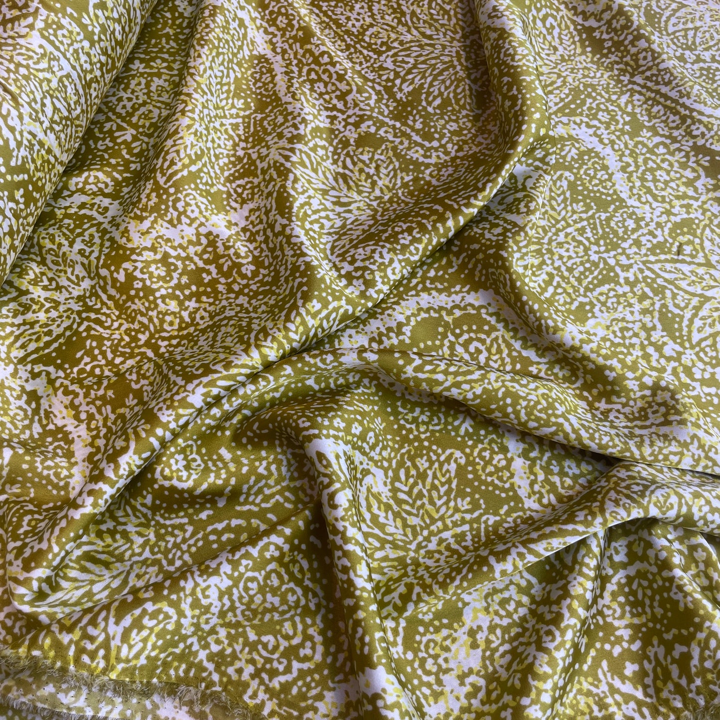 Chartreuse Moroccan block print  satin