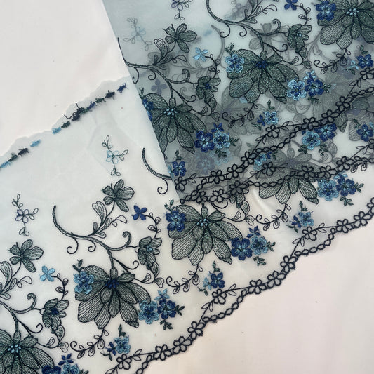 Ice crystal blooms Embroidered Lace