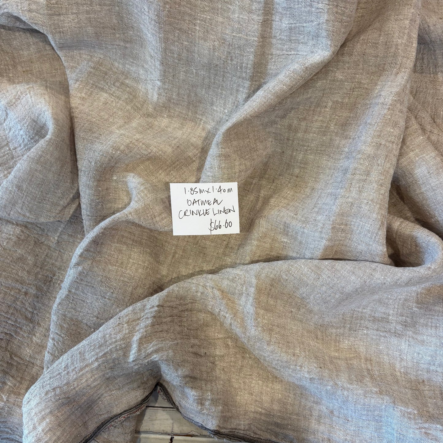 1.85m Oatmeal Crinkle Linen