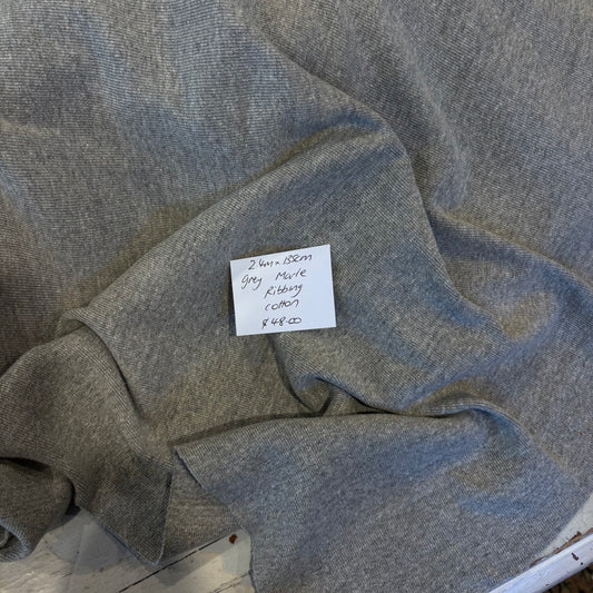 2.4m Grey Marle Ribbing Cotton