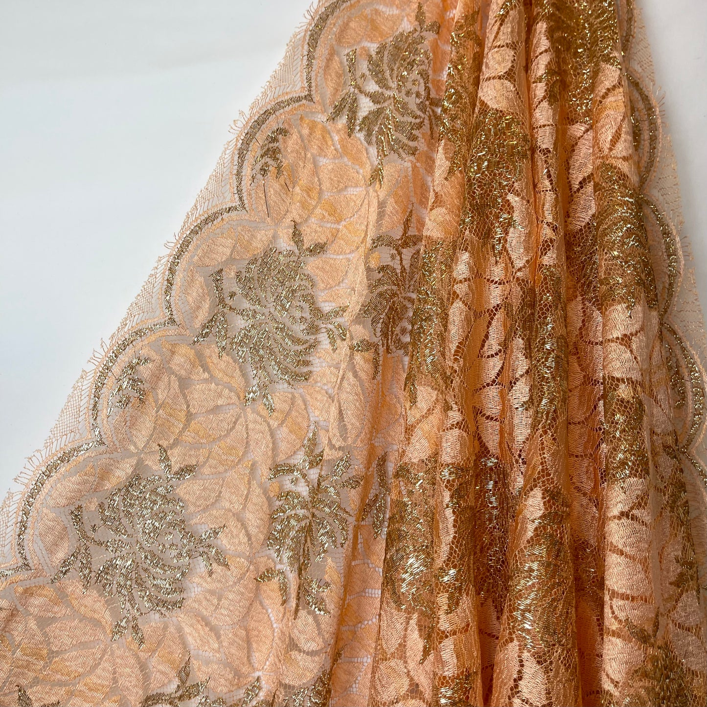 Peach Bloom French Chantilly lace