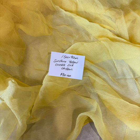 1.5m Sunshine Yellow Crinkle Silk Chiffon