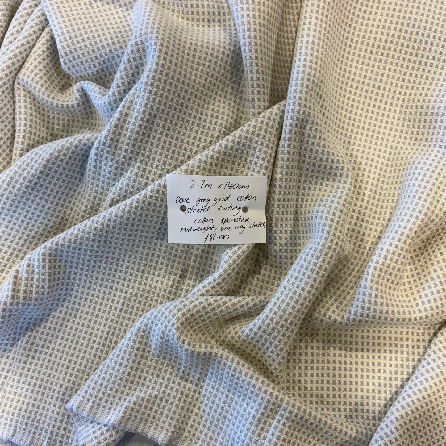 2.7m Dove Grey Grid Cotton Stretch Suiting