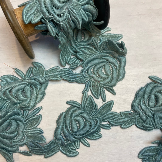 Teal rose Guipure Trim