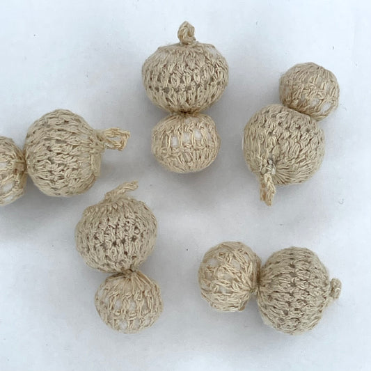 Beige Crochet Double Bobble Button