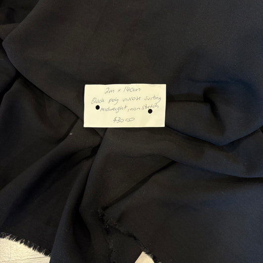2m Black Poly Viscose Suiting