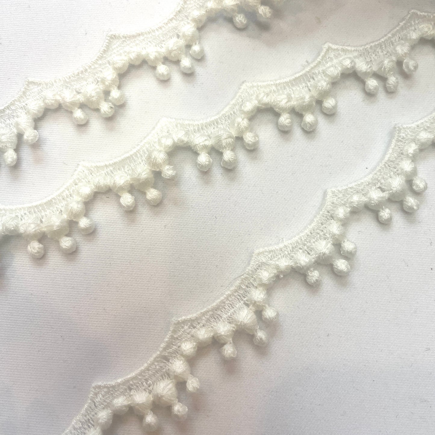 Polka Dot Scallop Ivory Edging