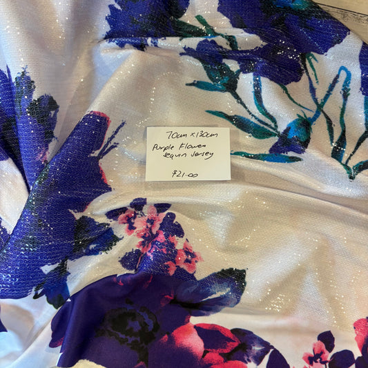 70cm Purple Flowers Sequin Jersey
