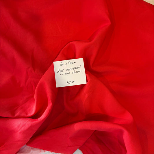 1m Red Interfaced Viscose Challis