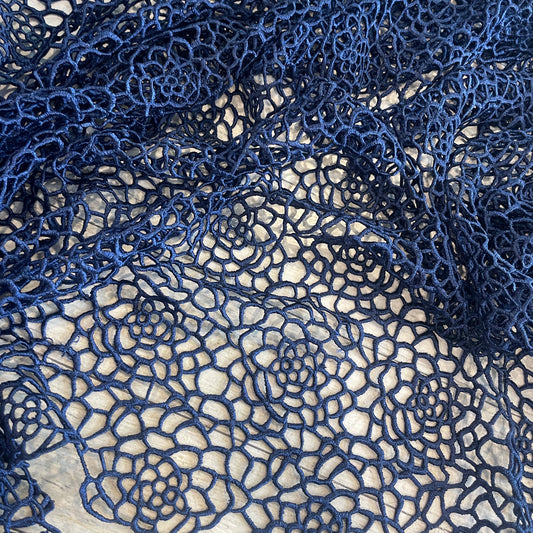 Navy dahlia Guipure Lace
