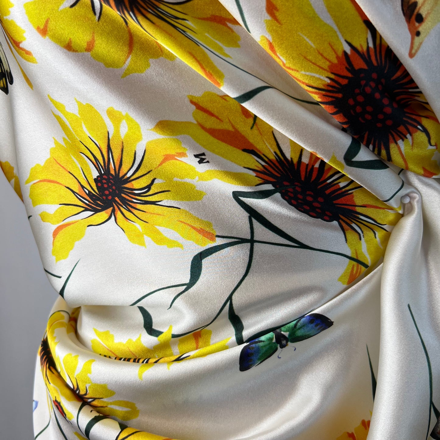 MISSONI Garden Friends Yellow Stretch Silk Satin