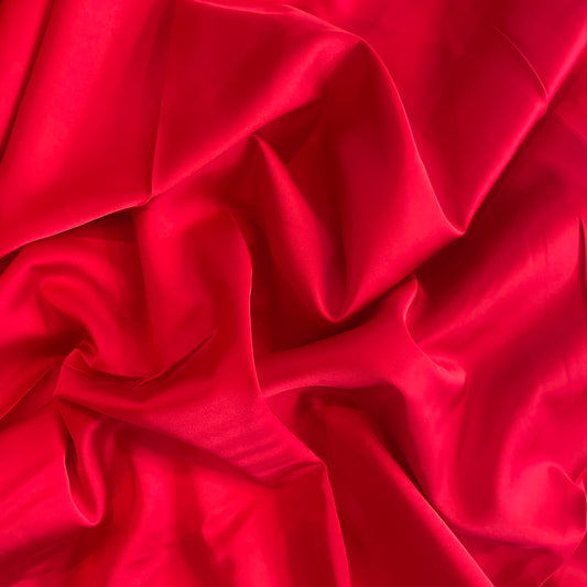 True red stretch satin