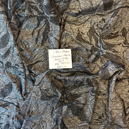 1.7m Charcoal Marle Floral Slinky Knit