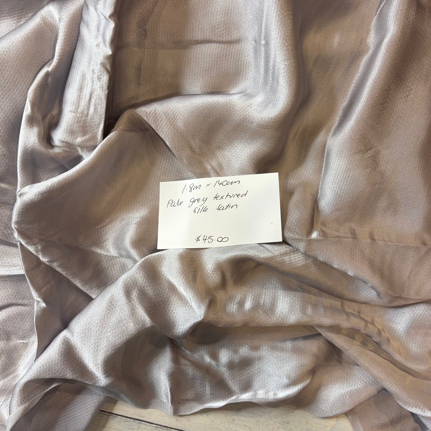 1.8m Pale Grey Textured Silk Satin
