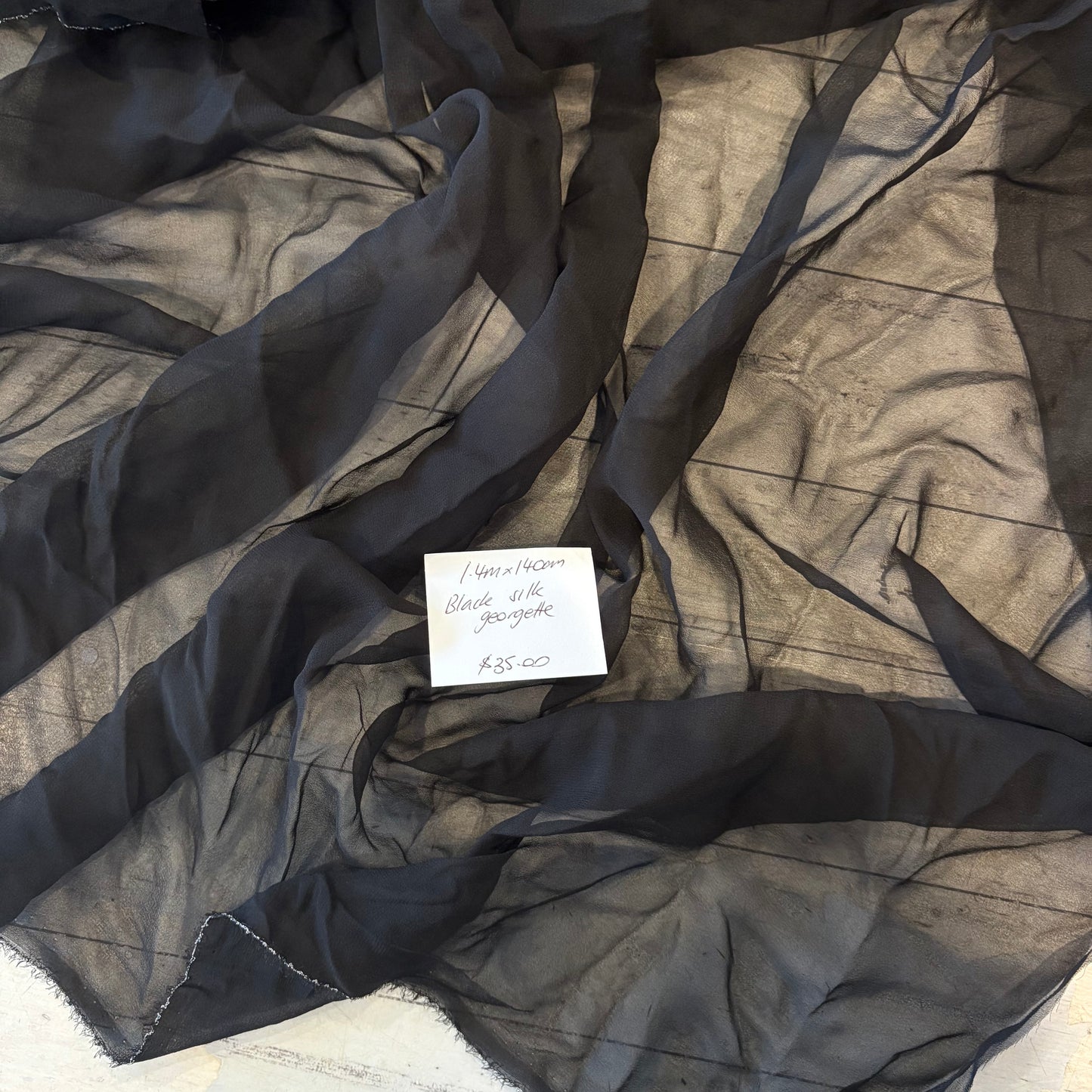 1.4m Black Silk Georgette