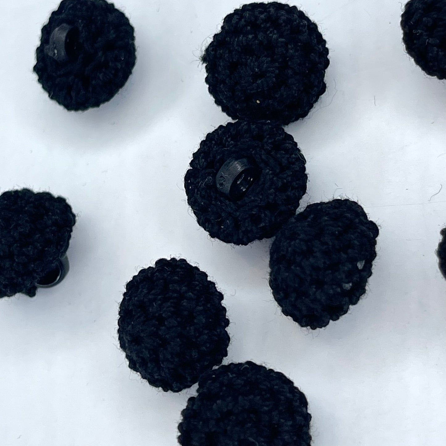 15mm Black Cotton Crochet Cover Button