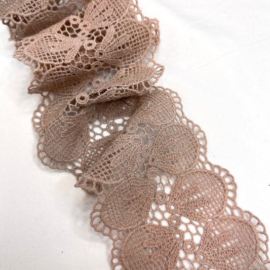 Libby Mocha Hand Dyed Crochet Insertion Lace