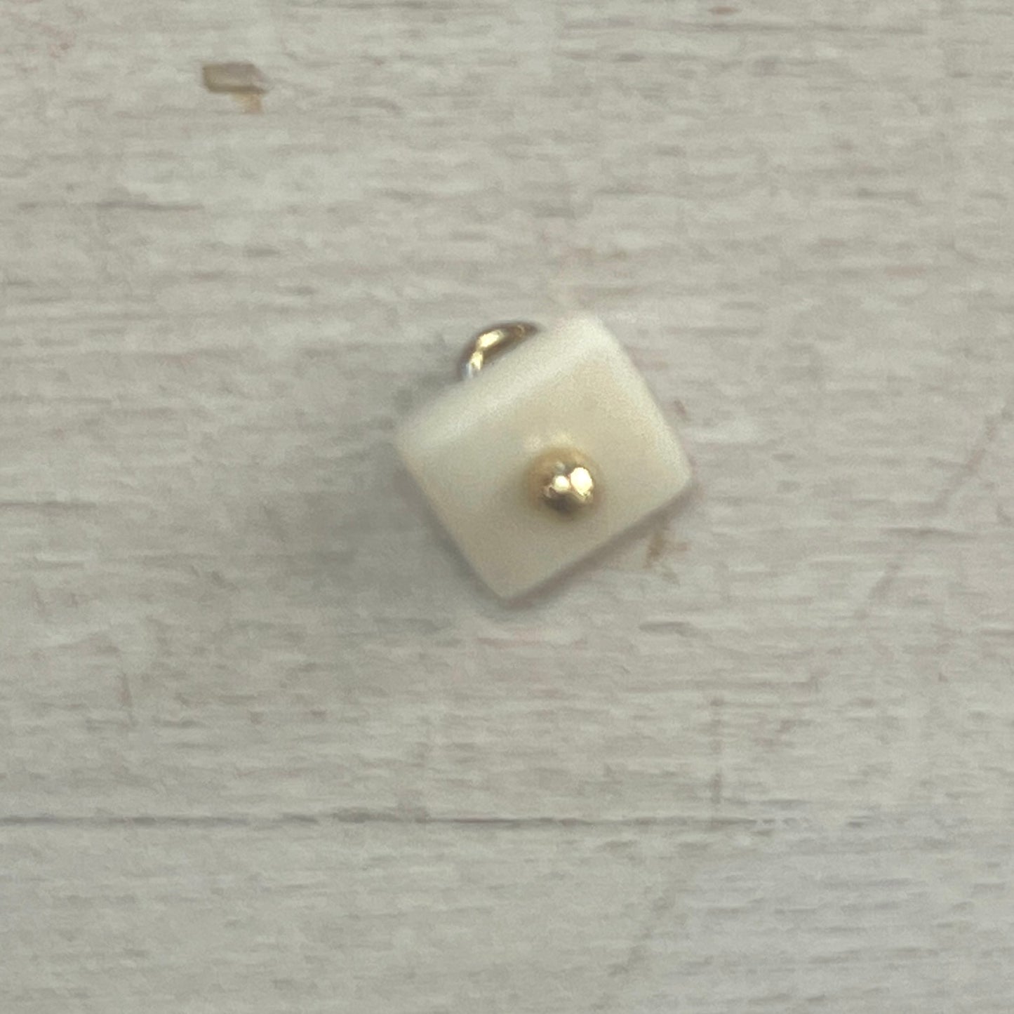 7mm Ivory glass square shank button
