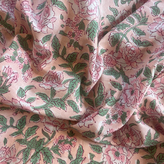 Lotus block print cotton voile