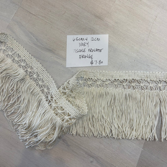 65cm Ivory Viscose Ornate Fringe
