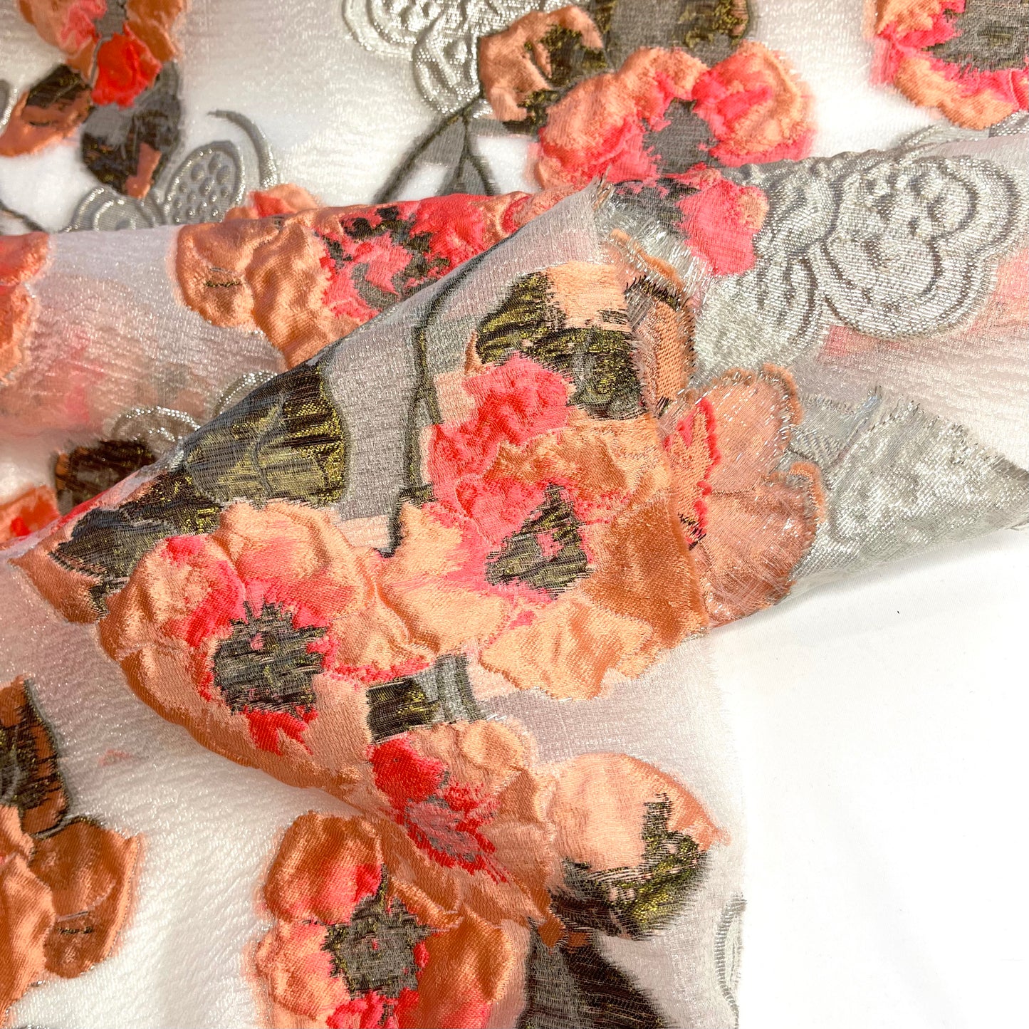 Peach Bloom Cloque Jacquard