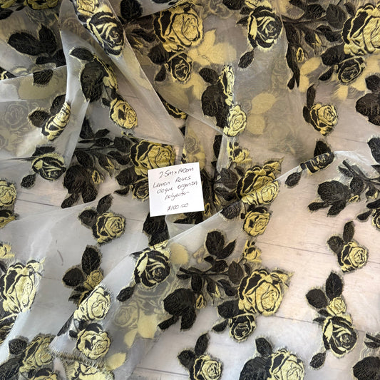 2.5m Lemon Roses Cloque Organza