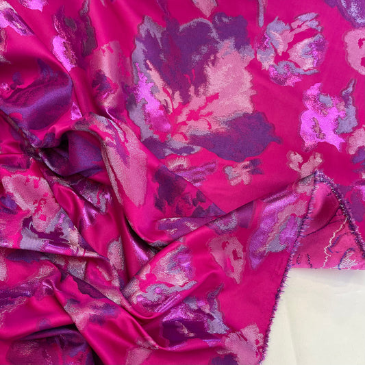 Fuchsia flower metallic Brocade