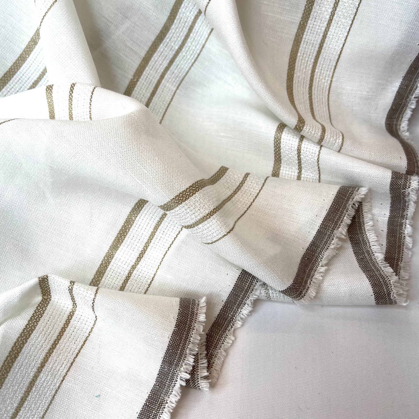 Mozambique Latte Stripe Linen Blend