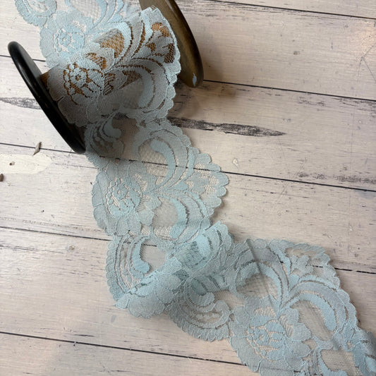 Powder Blue Vintage Rose Lace