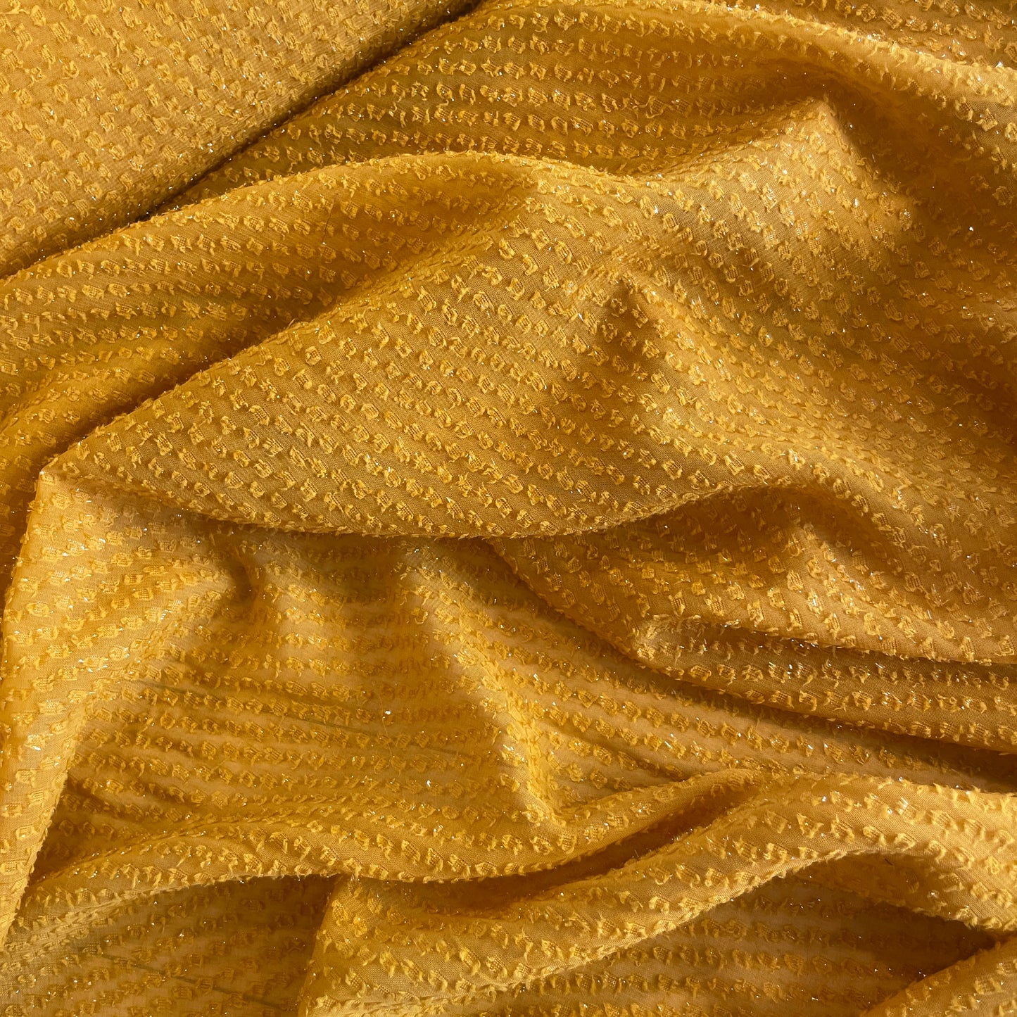 Mustard shimmer spot georgette