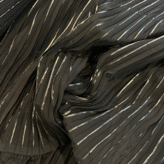 black on black Perma Pleat Georgette