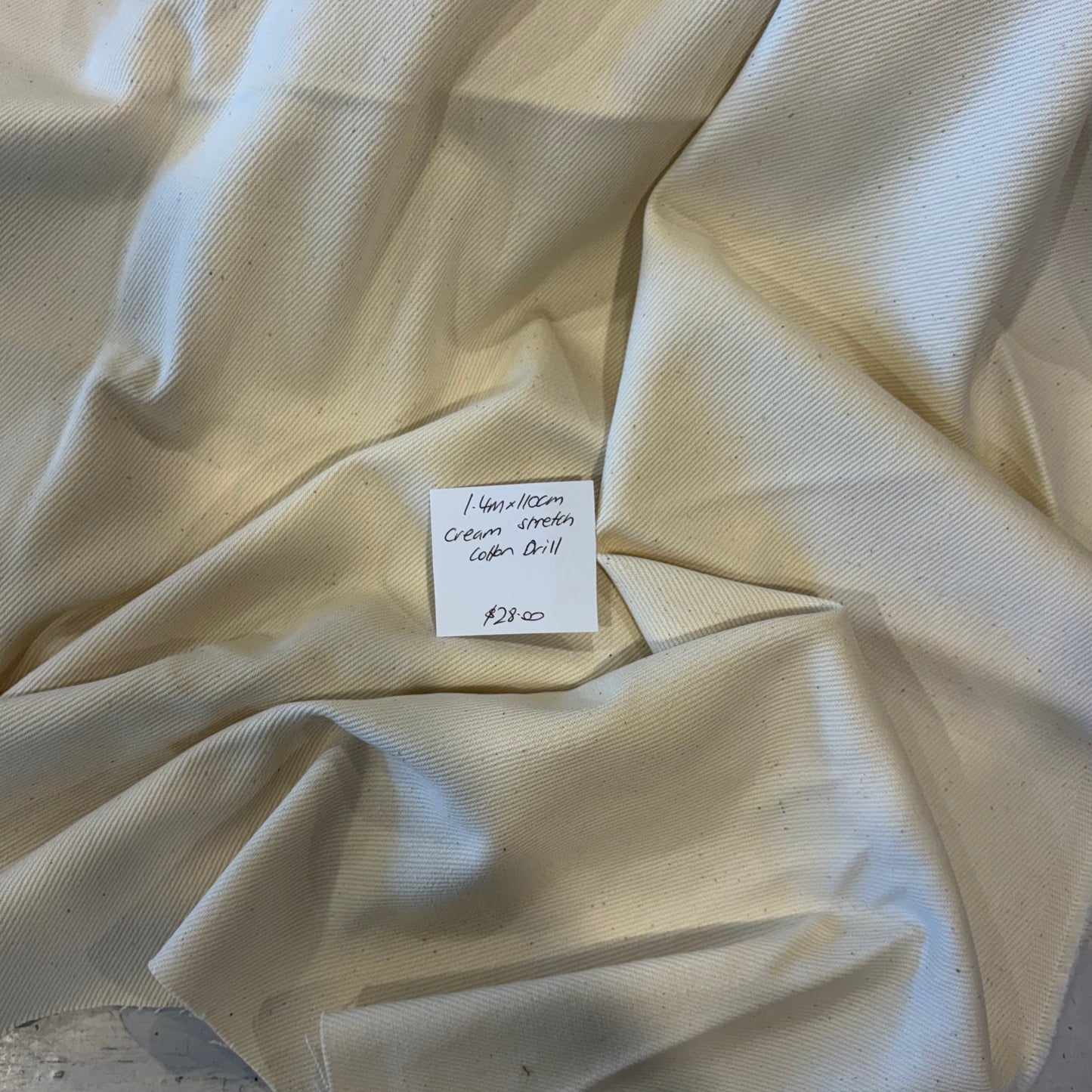 1.4m Cream Stretch Cotton Drill
