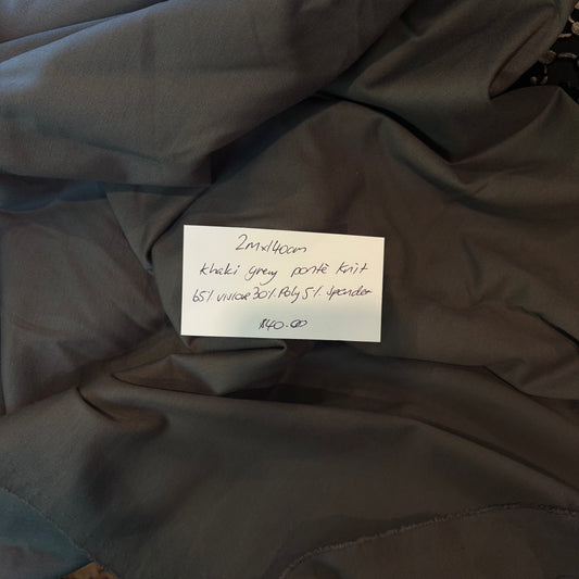 2m Khaki Grey Ponte Knit