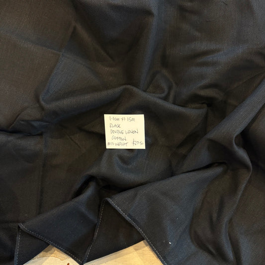 1.10m Black Double Woven Cotton