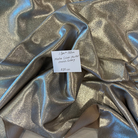 1.3m Mocha Silver Foiled Stretch Suiting