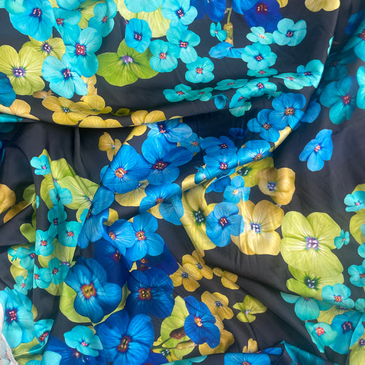Pansy garden silk blend satin