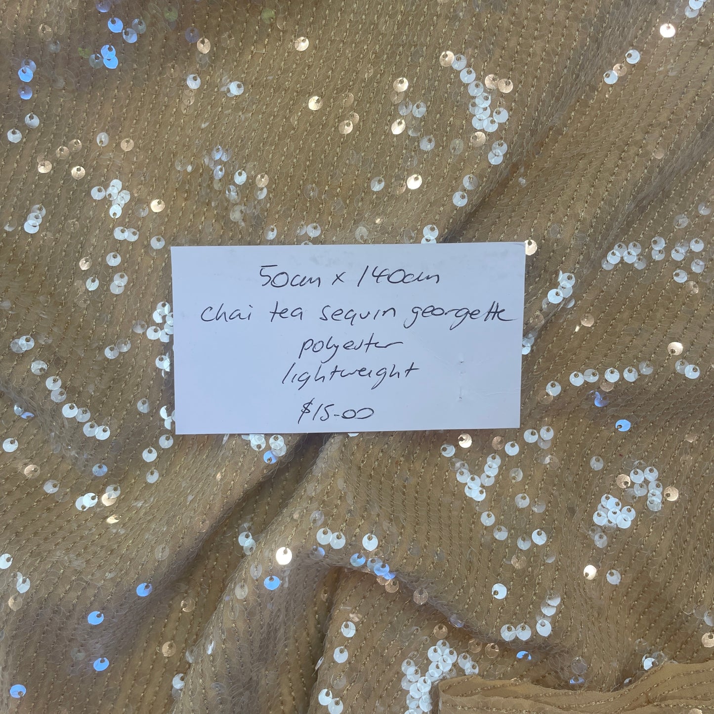 50cm chai tea sequin georgette