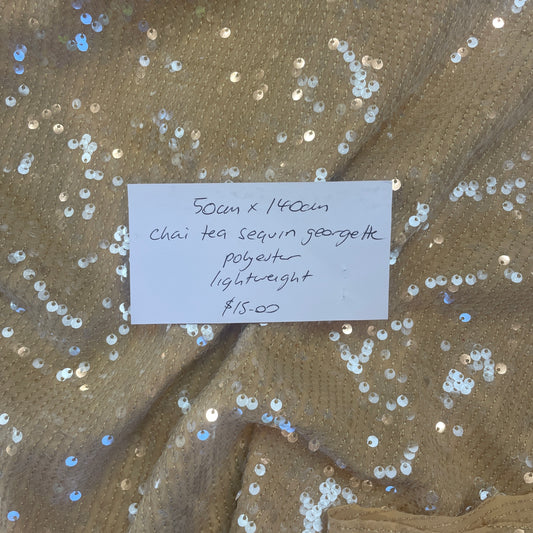 50cm chai tea sequin georgette