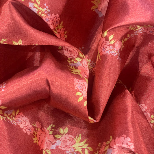 Trocadero sienna floral stripe stretch satin