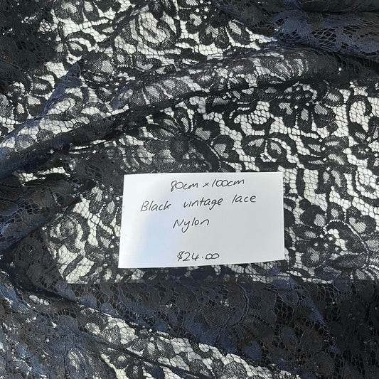 80cm Black Vintage Lace Nylon
